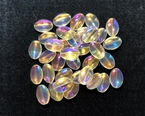 Glasperlen, transparent AB, 19 x 13 mm, flach oval