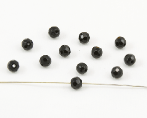 Glasschliffperlen, facettierte Glasperlen, 6mm, rund, schwarz, 50 Perlen