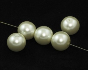 Glaswachsperlen, Glasperlen, 14 mm, rund, creme-weiss, 20 Perlen