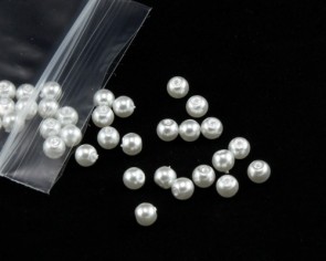 Glaswachsperlen, 4 mm, rund, weiss, 100 Perlen