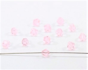 Glasschliffperlen, 6mm, Bicones / Doppelkegel, rosa, 50 Stk.