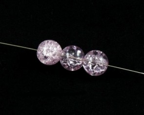 Crackle Glasperlen, 11 mm, rund, rosa, 10 Perlen