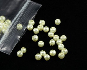 Glaswachsperlen, Glasperlen, 4mm, rund, creme-weiss, elfenbein, 100 Perlen