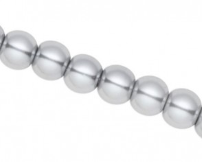 Glaswachsperlen, beschichtete Glasperlen, 8mm, rund, silber