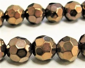 Glasschliffperlen, ø 10 mm, rund, kupfer, 20 Stk.