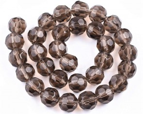 Glasschliffperlen, facettierte Glasperlen, 10mm, rund, rauchbraun, 25 Stk.