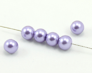 Wachsperlen, Glaswachsperlen, überzogene Glasperlen 10 mm, rund, hellviolett, 40 Perlen