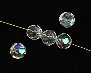 Crystal Glasschliffperlen, 10mm, rund, transparent kristall AB, 10 Stk.