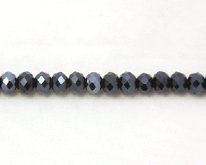 Glasschliffperlen, Glas-Rondellen facettiert, 6mm, blau-schwarz Lüster, 50 Perlen