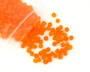 Rocailles Perlen, Saatperlen 4mm, rund, matt orange gefrostet, 20 g