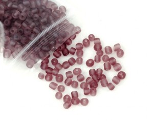 Rocailles Perlen, Saatperlen, 4mm, rund, violett gefrostet, 20 g