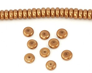 Glaswachsperlen, 8 x 3 mm, Rondelle, Button, bronze, 50 Stk.