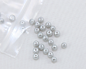 Glasperlen, Glaswachsperlen, 4 mm, rund, silber, 100 Perlen