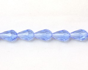 Glasschliffperlen, Glasperlen Tropfen facettiert, 12 x 8 mm, blau, 20 Perlen