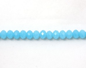 Glasschliffperlen, Glas-Rondellen facettiert, 6mm, hellblau opak, 50 Perlen