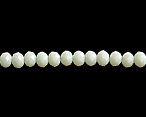 Glasschliffperlen, Glas-Rondellen facettiert, 6mm, weiss opak, 50 Perlen