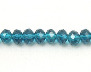Glasschliffperlen, 7 x 10 mm Rondellen facettiert, türkis
