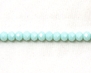 Glasschliffperlen, facettierte Glasrondelle, 8 mm, pastell türkis opak, 50 Perlen