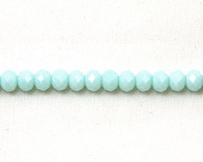 Glasschliffperlen, Glasrondellen facettiert, 6mm, pastell türkis opak, 50 Perlen