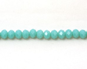 Glasschliffperlen, Glasrondellen facettiert, 6mm, türkis opak, 50 Perlen