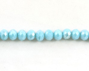 Glasschliffperlen, facettierte Glasrondelle, 8 mm, türkis opak mit Lüster, 50 Perlen