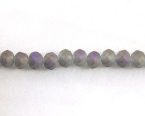 Glasschliffperlen, facettierte Glasrondelle, 8 mm, grau-violett iris opak seidenmatt, 70 Perlen