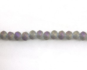 Glasschliffperlen, Glasrondellen facettiert, 6mm, matt grau-violett iris, 98 Perlen