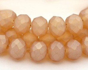 Glasschliffperlen, Rondellen facettiert, 8mm, apricot seidenmatt, 1 Strang