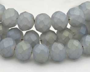 Glasschliffperlen, Rondellen fac., 6mm, stahlblau-grau seidenmatt, 1 Strang