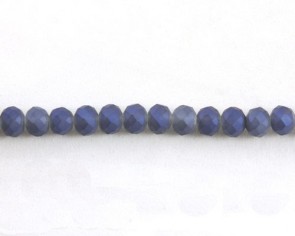 Glasschliffperlen, Glasrondellen facettiert, 6mm, royalblau seidenmatt gefrostet, 98 Perlen