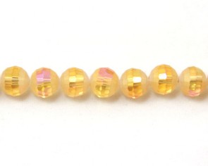 Glasschliffperlen, facettierte Glasperlen, 10mm, matt gold-gelb / kristall AB irisierend, 20 Perlen