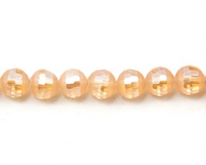 Glasschliffperlen, facettierte Glasperlen, 10mm, matt lachs-rosa / kristall AB irisierend, 20 Perlen