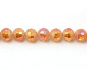 Glasschliffperlen, facettierte Glasperlen, 10mm, matt rot-orange / kristall AB irisierend, 20 Perlen
