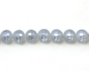 Glasschliffperlen, facettierte Glasperlen, 10mm, matt grau-blau / kristall AB irisierend, 20 Perlen