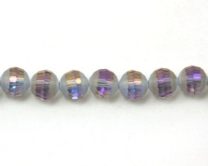 Glasschliffperlen, facettierte Glasperlen, 10mm, matt grau-violett / kristall AB irisierend, 20 Perlen
