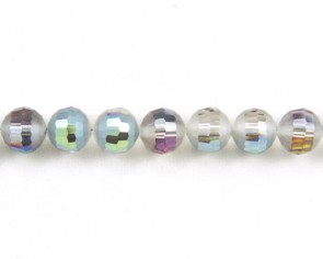 Glasschliffperlen, facettierte Glasperlen, 10mm, matt peacock / kristall AB irisierend, 20 Perlen