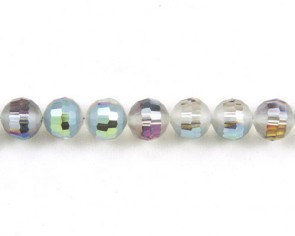 Glasschliffperlen, facettierte Glasperlen, 10mm, matt peacock / kristall AB irisierend, 20 Perlen