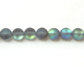 Gefrostete Labradorit Perlen Imitation, Glas, 10mm, rund, matt grau iris, 1 Perlenstrang