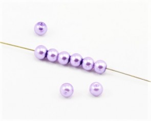 Glasperlen, Glaswachsperlen, 4 mm, rund, violett, 100 Perlen