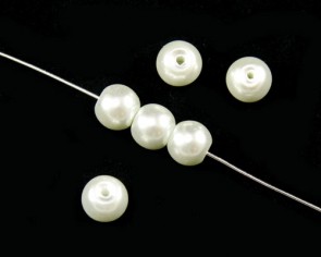 Glaswachsperlen, 8 mm, rund, weiss, 50 Stk.