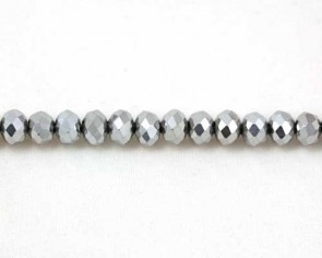 Glasschliffperlen, 6mm, Rondellen facettiert, silber, 50 Perlen