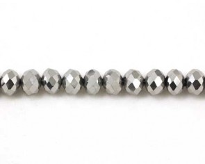 Glasschliffperlen, Rondellen facettiert, 8mm, silber, 50 Perlen