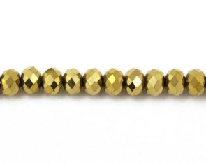 Glasschliffperlen gold, 8 mm, Rondellen facettiert, 50 Perlen
