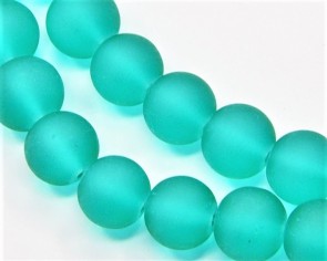 Gefrostete Glasperlen, 6mm, rund, matt smaragdgrün, 50 Glasperlen