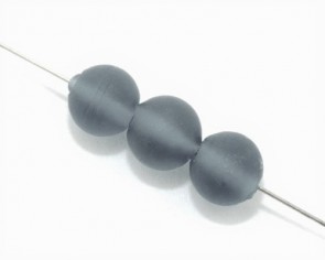 Gefrostete Glasperlen, 10mm, rund, matt grau, 40 Perlen