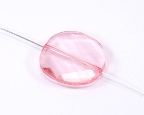 Transparente Acrylperlen, Linsen facettiert, 30mm, rosa
