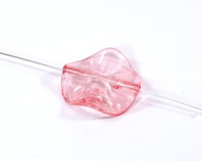 Bastelperlen, Acrylperlen, rosa transparent, flach rund gewellt, 27mm