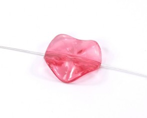 Bastelperlen, Acrylperlen, hot pink transparent, flach rund gewellt, 27mm