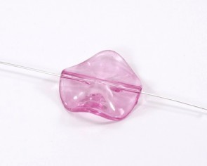Bastelperlen, Acrylperlen, fuchsia transparent, flach rund gewellt, 27mm