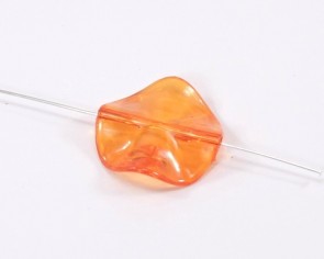 Bastelperlen, Acrylperlen, orange transparent, flach rund gewellt, 27mm